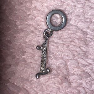 Silver #1 crystal charm